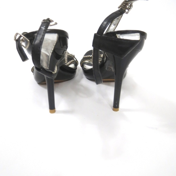 RHINESTONE BLACK CINDERELLA SANDALS - Picture 4 of 8